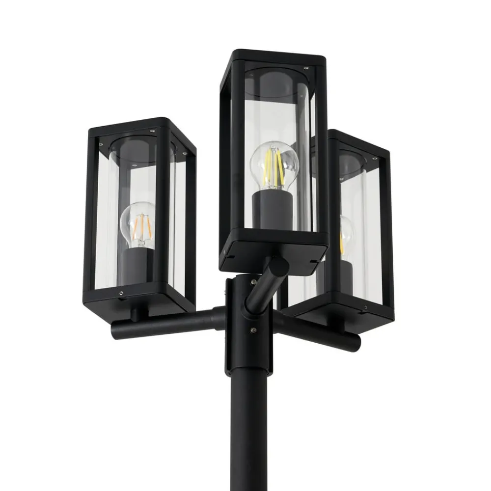 Lucande Lygtepæle > udendørslampe Siveta, 240 cm, 3 lyskilder, sort, E27, IP65