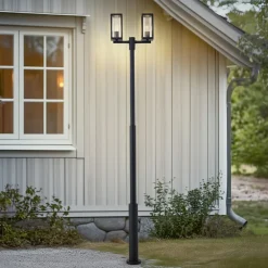Lucande Lygtepæle > udendørslampe Siveta, 240 cm, 2 lyskilder, sort, E27, IP65