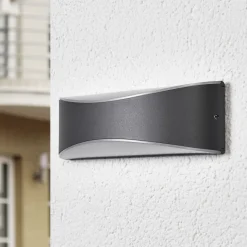 Terrassebelysning|Væglamper ^ Lucande udendørs LED-væglampe Akira, antracit, metal, 23 cm
