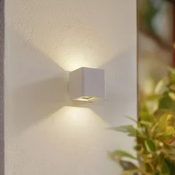 Lucande Terrassebelysning|Væglamper > udendørs LED-væglampe Aaron, hvid, IP54, op/ned