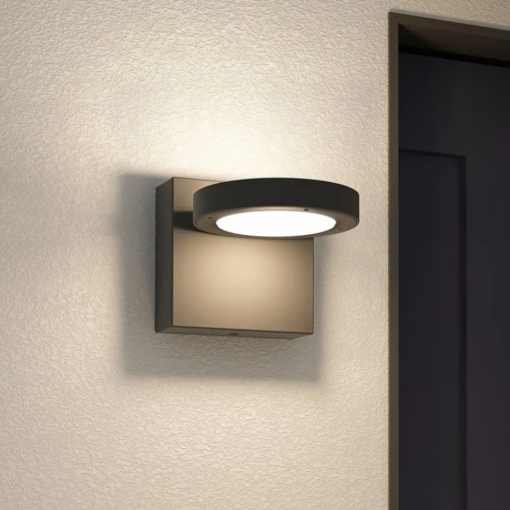 Terrassebelysning ^ Lucande udendørs LED-væglampe Belna, metal, IP65, antracit