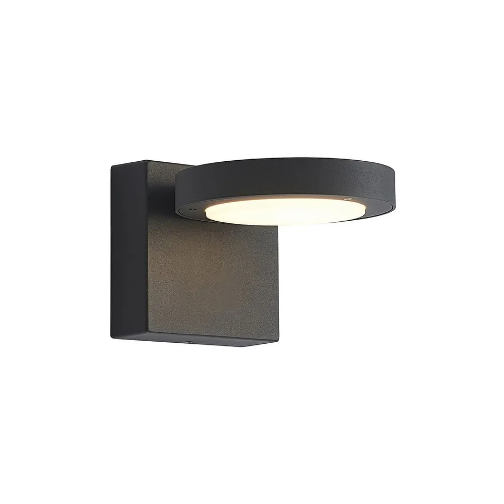 Terrassebelysning ^ Lucande udendørs LED-væglampe Belna, metal, IP65, antracit