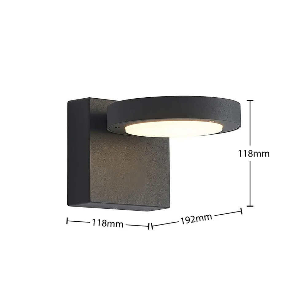 Terrassebelysning ^ Lucande udendørs LED-væglampe Belna, metal, IP65, antracit