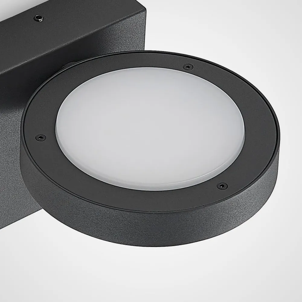 Terrassebelysning ^ Lucande udendørs LED-væglampe Belna, metal, IP65, antracit