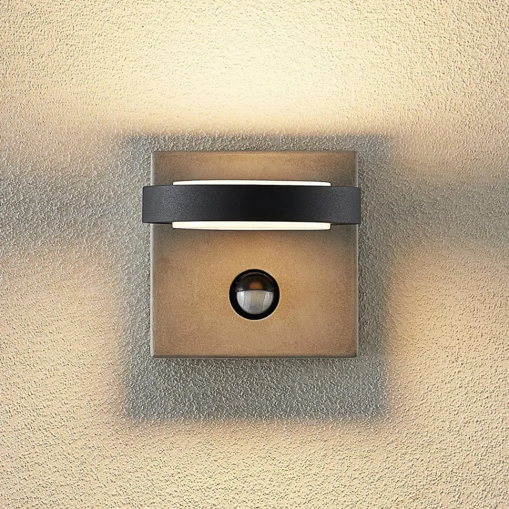Lucande Væglampe Med Sensor|Terrassebelysning > udendørs LED-væglampe Belna, beton, sensor, IP54