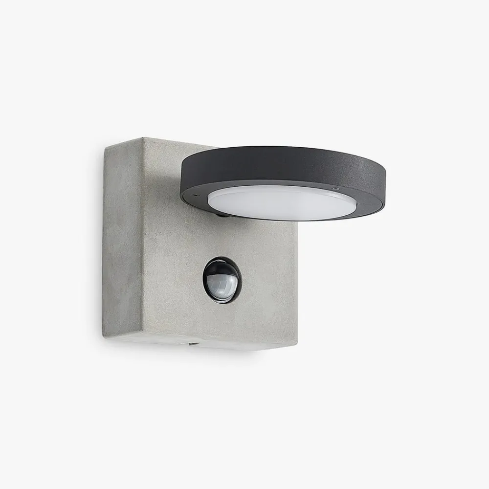 Lucande Væglampe Med Sensor|Terrassebelysning > udendørs LED-væglampe Belna, beton, sensor, IP54