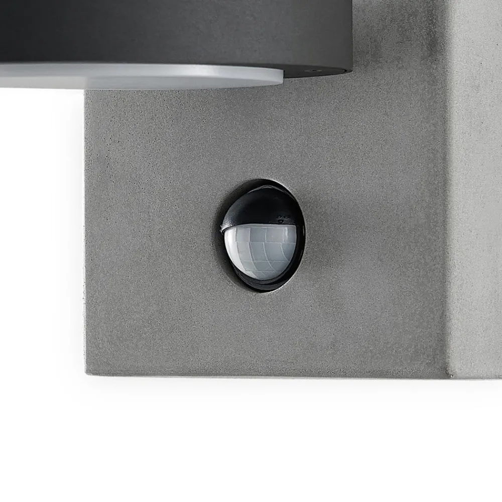 Lucande Væglampe Med Sensor|Terrassebelysning > udendørs LED-væglampe Belna, beton, sensor, IP54
