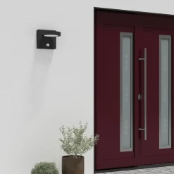 Væglampe Med Sensor|Væglamper ^ Lucande udendørs LED-væglampe Belna, metal, sensor, IP54