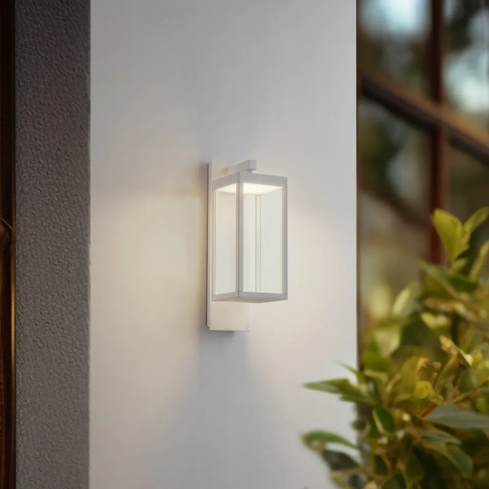 Terrassebelysning|Væglamper ^ Lucande udendørs LED-væglampe Ferdinand, hvid, metal, 38 cm