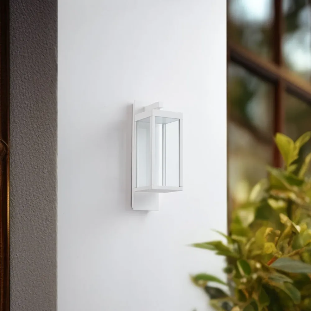 Terrassebelysning|Væglamper ^ Lucande udendørs LED-væglampe Ferdinand, hvid, metal, 38 cm