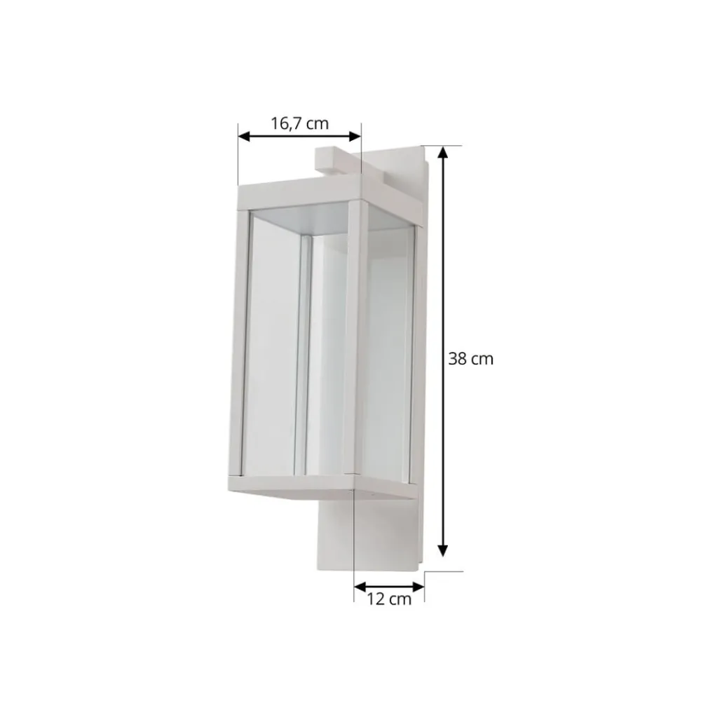 Terrassebelysning|Væglamper ^ Lucande udendørs LED-væglampe Ferdinand, hvid, metal, 38 cm