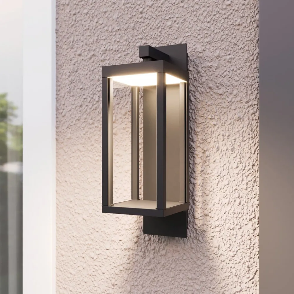 Lucande Terrassebelysning|Væglamper > udendørs LED-væglampe Ferdinand, grå, metal, 38 cm