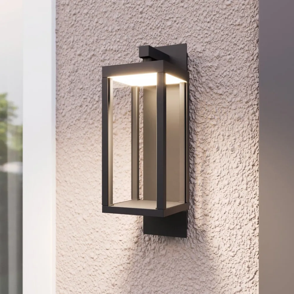 Lucande Terrassebelysning|Væglamper > udendørs LED-væglampe Ferdinand, grå, metal, 38 cm