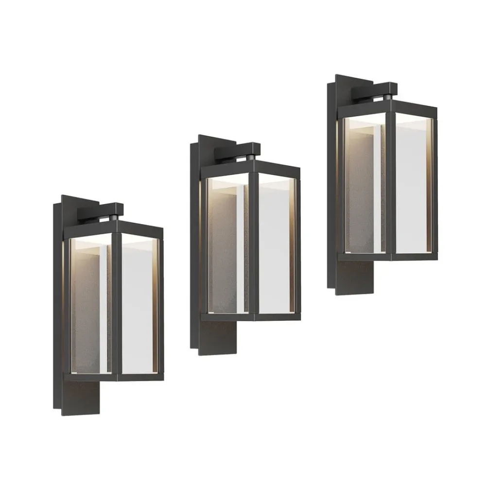 Lucande Terrassebelysning|Væglamper > udendørs LED-væglampe Ferdinand, sæt med 3, grå, 38 cm