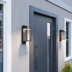 Terrassebelysning|Væglamper ^ Lucande udendørs LED-væglampe Ferdinand, sæt med 2, grå, 38 cm