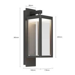 Terrassebelysning|Væglamper ^ Lucande udendørs LED-væglampe Ferdinand, sæt med 2, grå, 38 cm