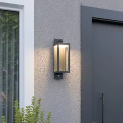 Lucande Væglampe Med Sensor|Væglamper > udendørs LED-væglampe Ferdinand, sensor, grå, 38 cm