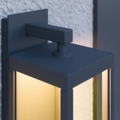 Lucande Væglampe Med Sensor|Væglamper > udendørs LED-væglampe Ferdinand, sensor, grå, 38 cm