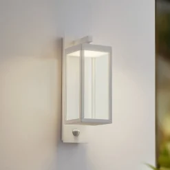 Væglampe Med Sensor|Terrassebelysning ^ Lucande udendørs LED-væglampe Ferdinand, hvid, sensor, 38 cm