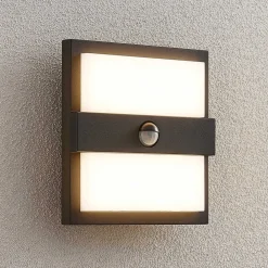 Lucande Væglamper > udendørs LED-væglampe Gylfi, 20 cm, sort, sensor