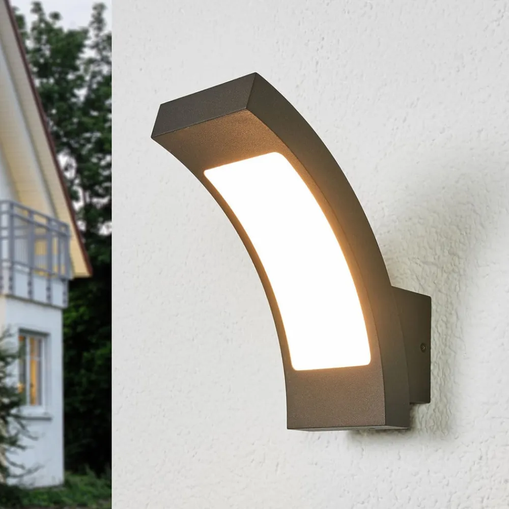 Lucande Væglamper > udendørs LED-væglampe Juvia, 19 cm, antracit, IP54