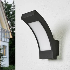 Lucande Væglamper > udendørs LED-væglampe Juvia, 19 cm, antracit, IP54