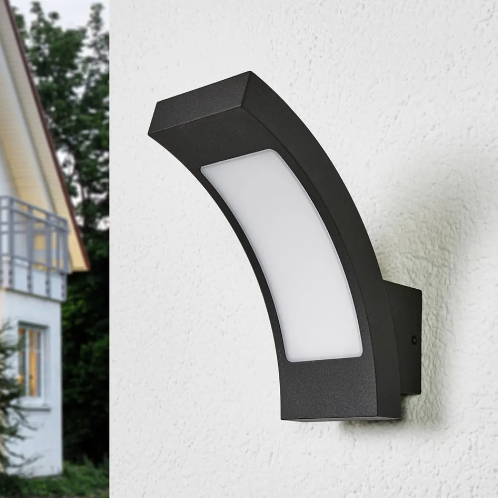 Lucande Væglamper > udendørs LED-væglampe Juvia, 19 cm, antracit, IP54