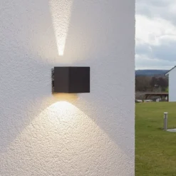 Lucande Terrassebelysning|Væglamper > udendørs LED-væglampe Jarno, antracit, metal, 9 cm
