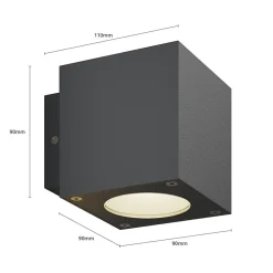 Lucande Terrassebelysning|Væglamper > udendørs LED-væglampe Jarno, antracit, metal, 9 cm