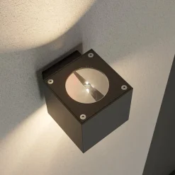 Lucande Terrassebelysning|Væglamper > udendørs LED-væglampe Jarno, antracit, metal, 9 cm