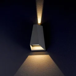 Lucande Terrassebelysning|Væglamper > udendørs LED-væglampe Jendrik, højde 17 cm, antracit