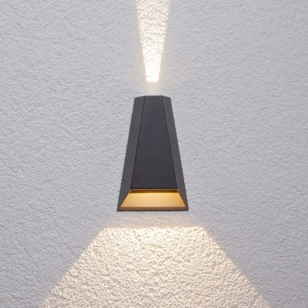 Lucande Terrassebelysning|Væglamper > udendørs LED-væglampe Jendrik, højde 17 cm, antracit