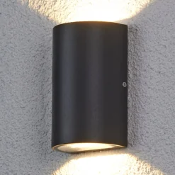 Terrassebelysning|Væglamper ^ Lucande udendørs LED-væglampe Jale, 16 cm, antracit, aluminium