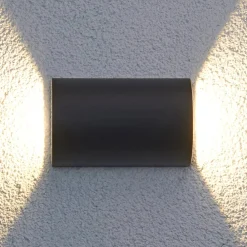 Terrassebelysning|Væglamper ^ Lucande udendørs LED-væglampe Jale, 16 cm, antracit, aluminium