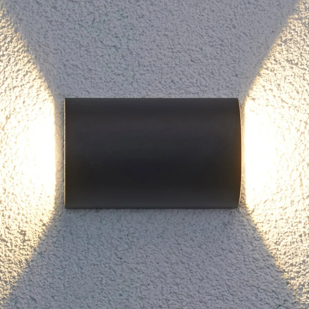 Terrassebelysning|Væglamper ^ Lucande udendørs LED-væglampe Jale, 16 cm, antracit, aluminium