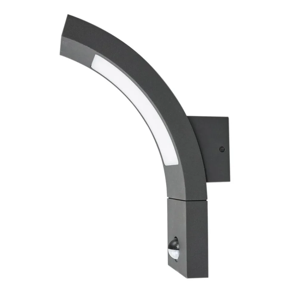 Væglampe Med Sensor|Væglamper ^ Lucande udendørs LED-væglampe Juvia, sensor, 27 cm, grå, IP54