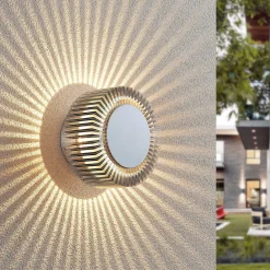 Terrassebelysning|Væglamper ^ Lucande udendørs LED-væglampe Keany, metal, Ø 16 cm, IP54