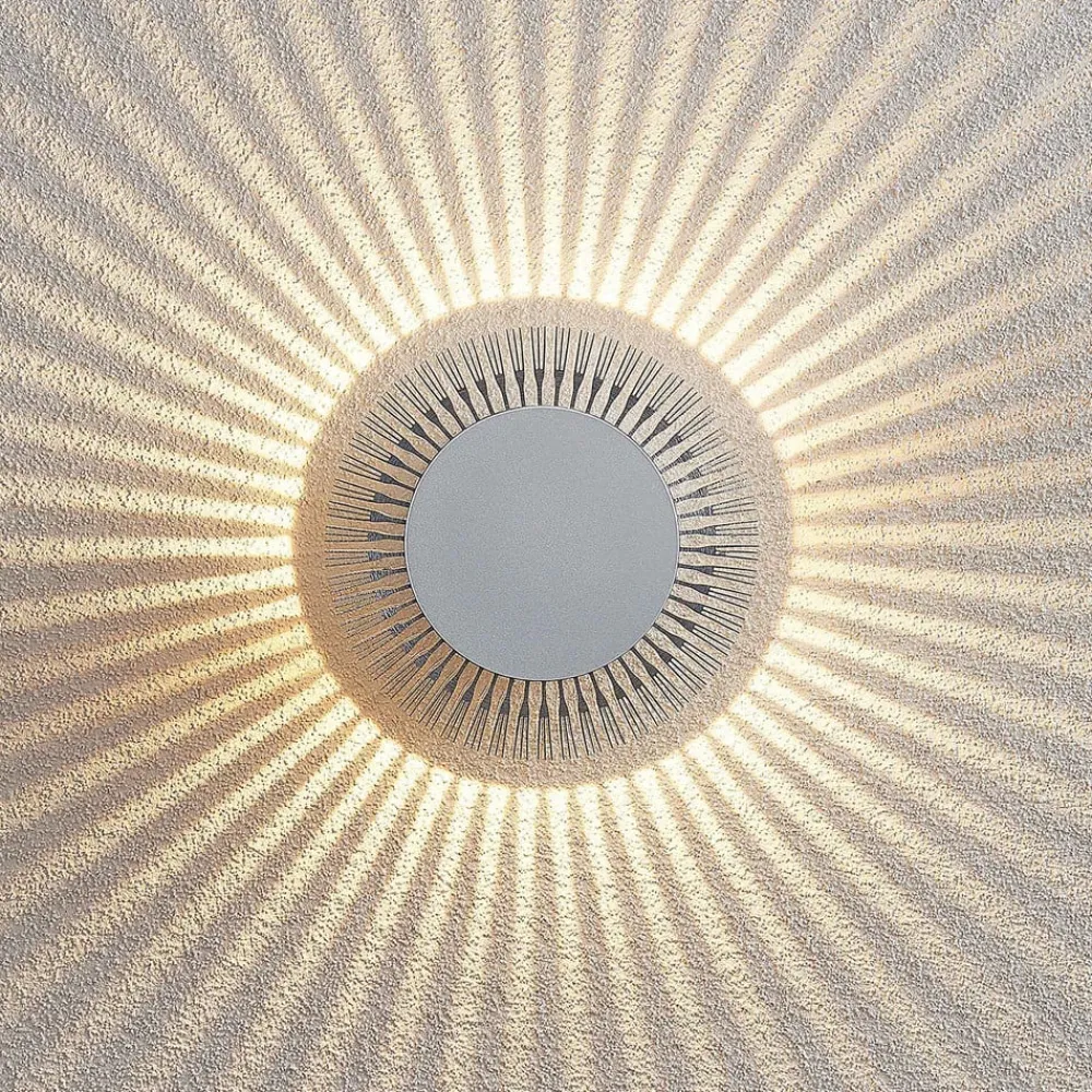 Terrassebelysning|Væglamper ^ Lucande udendørs LED-væglampe Keany, metal, Ø 16 cm, IP54