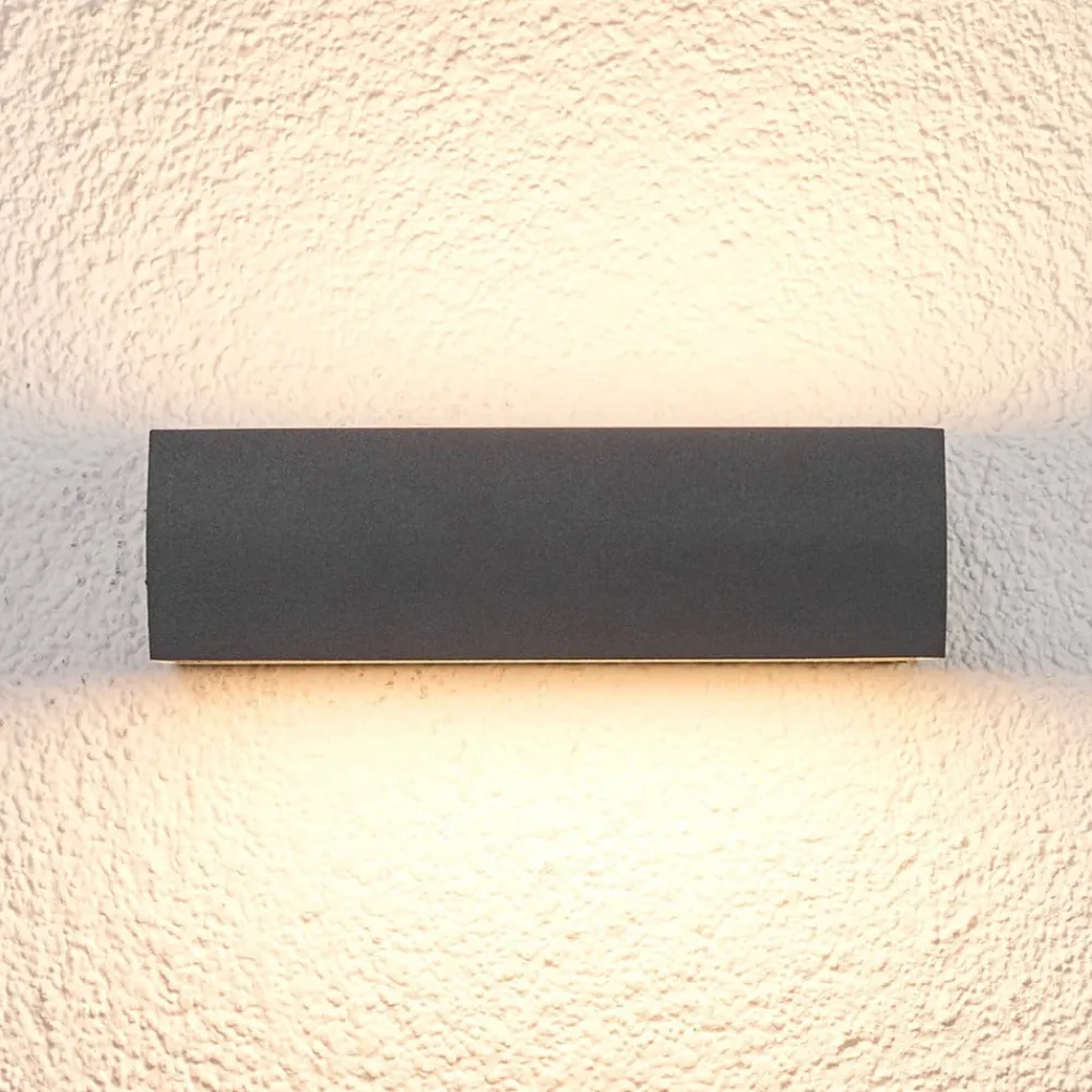 Terrassebelysning|Væglamper ^ Lucande udendørs LED-væglampe Lissi, 21 cm, antracit, IP54
