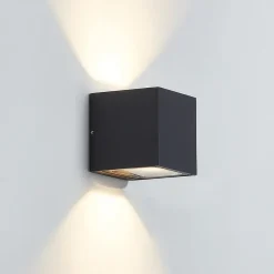 Væglamper ^ Lucande udendørs LED-væglampe Merjem, 12 cm, op/ned, IP54