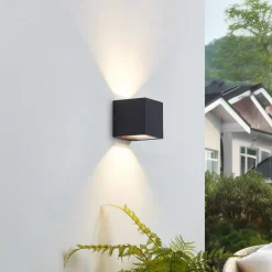 Væglamper ^ Lucande udendørs LED-væglampe Merjem, 12 cm, op/ned, IP54