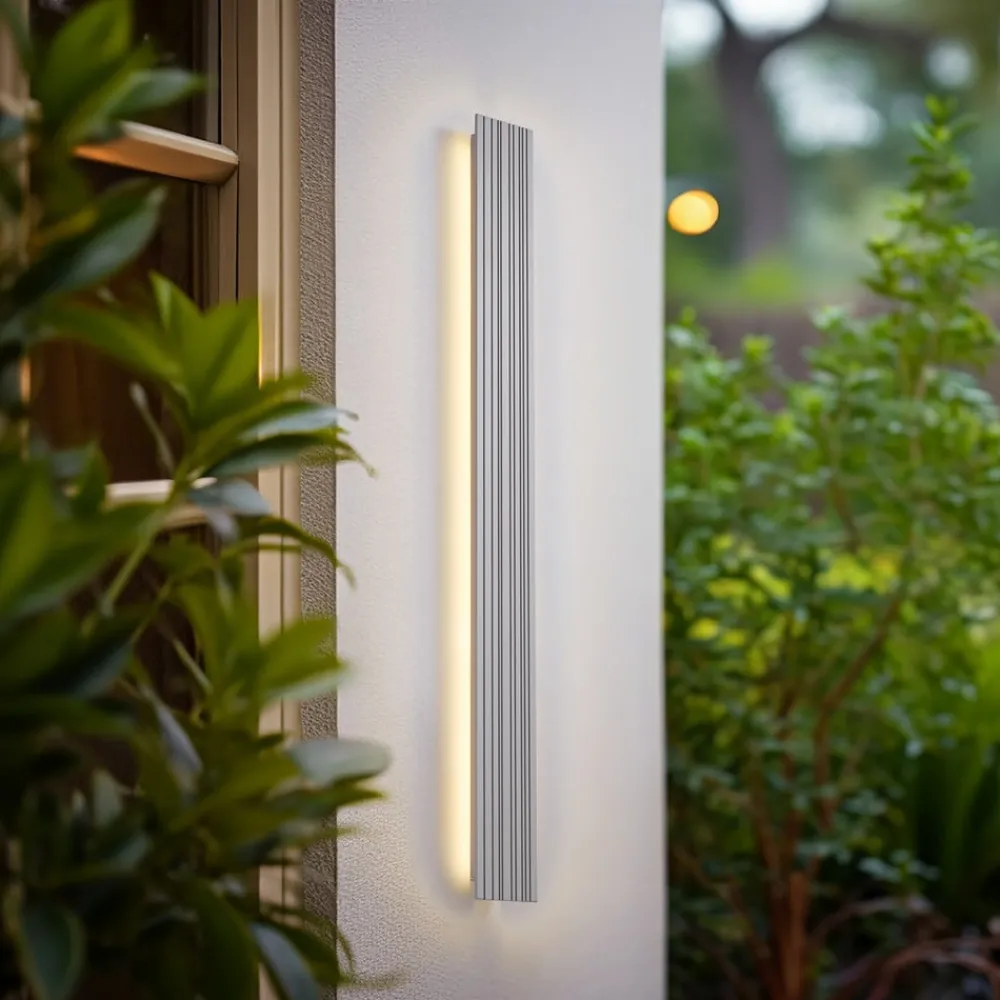 Lucande Terrassebelysning|Væglamper > udendørs LED-væglampe Melira, længde 100 cm, grå