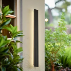 Terrassebelysning ^ Lucande udendørs LED-væglampe Melira, højde 100 cm, antracit