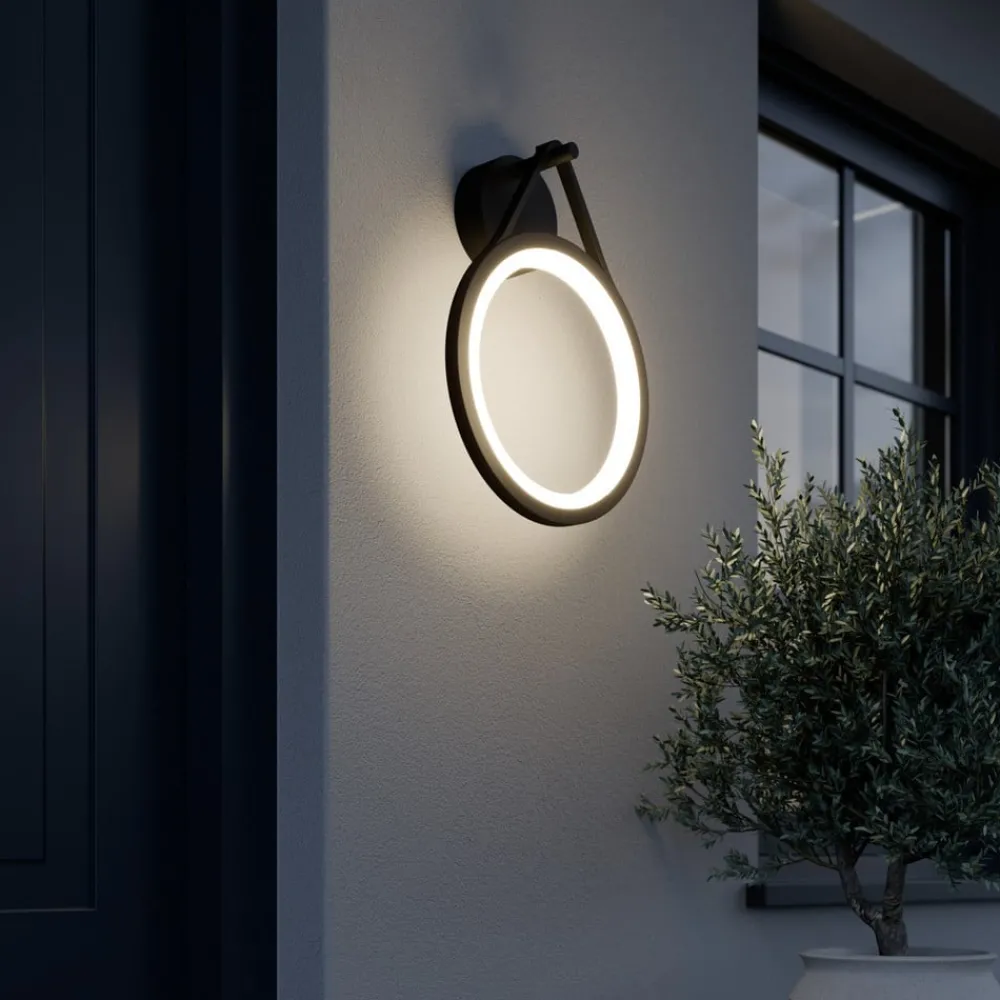 Lucande Terrassebelysning|Væglamper > udendørs LED-væglampe Mirco, 30 cm, sort, IP65