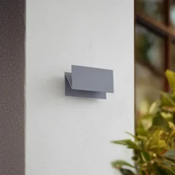 Terrassebelysning ^ Lucande udendørs LED-væglampe Meja, grå, aluminium, 27 cm, IP54