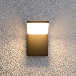 Lucande Terrassebelysning|Væglamper > udendørs LED-væglampe Nevio, 17 cm, antracit, aluminium