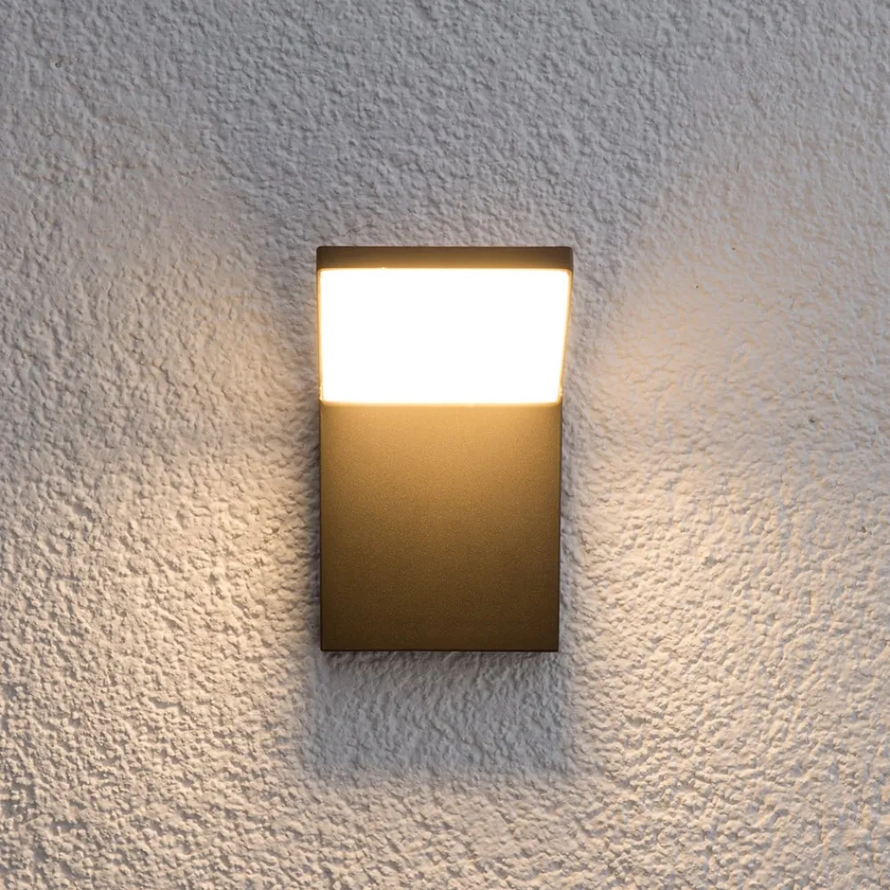 Lucande Terrassebelysning|Væglamper > udendørs LED-væglampe Nevio, 17 cm, antracit, aluminium