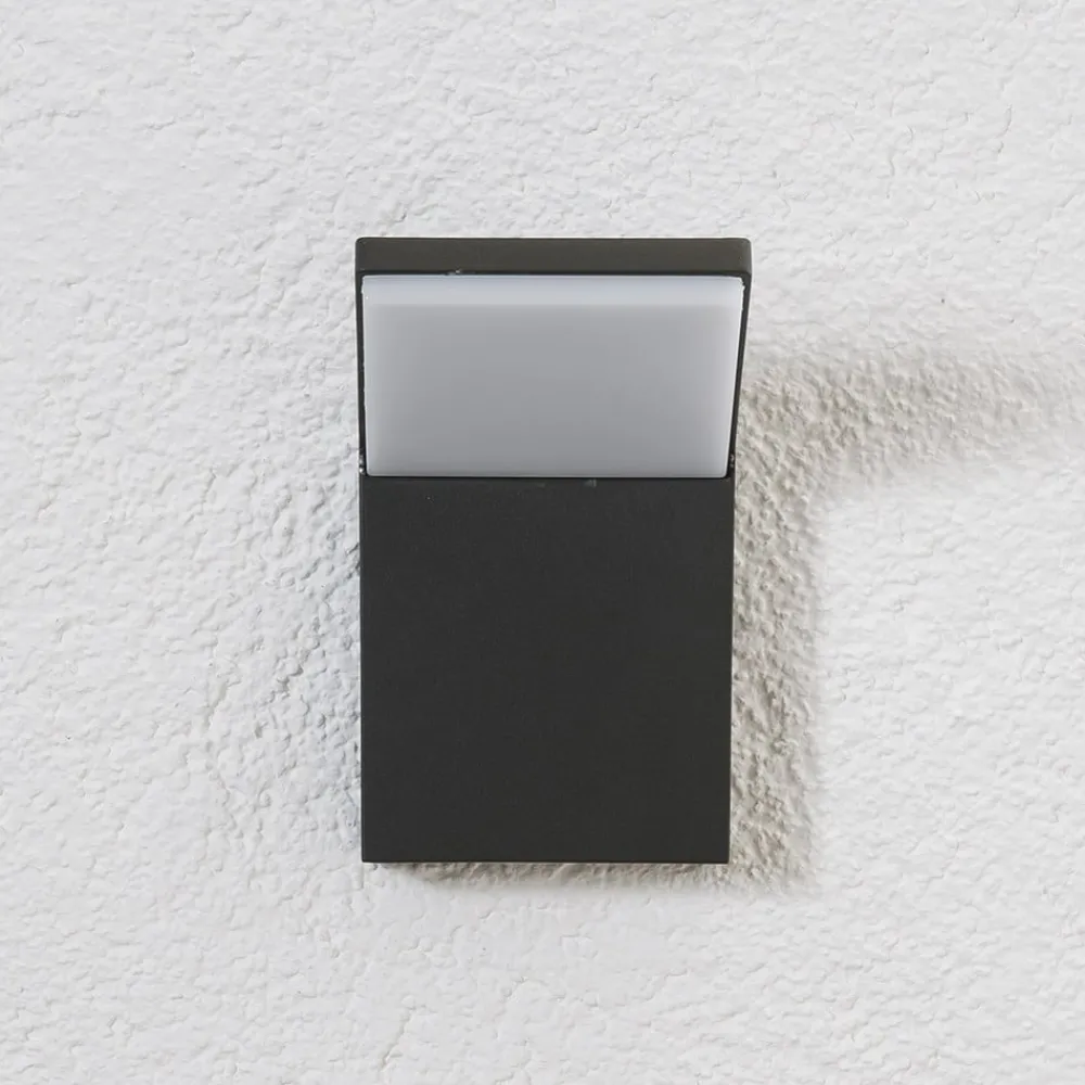 Lucande Terrassebelysning|Væglamper > udendørs LED-væglampe Nevio, 17 cm, antracit, aluminium