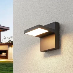 Lucande Terrassebelysning|Væglamper > udendørs LED-væglampe Silvan, antracit, IP65, 14 cm