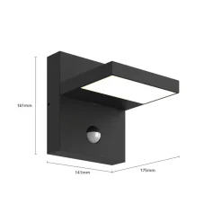 Lucande Væglampe Med Sensor|Terrassebelysning > udendørs LED-væglampe Silvan, antracit, sensor, IP54